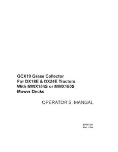 Operator’s Manual-Case IH Tractor GCX19 Grass Collector for DX18E and DX24 E 87041311
