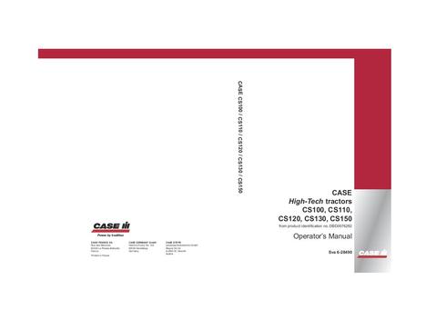 Operator’s Manual-Case IH Tractor High-Tech CS100 CS110 CS120 CS130 CS150 6-28490