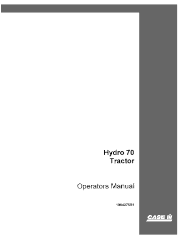 Operator’s Manual-Case IH Tractor Hydro 70 1084275R1
