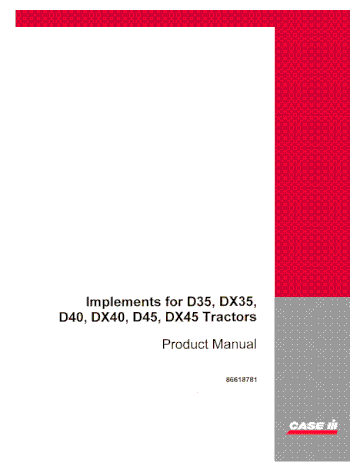Operator’s Manual-Case IH Tractor Implements Manual for D DX 35 Through 45 86618781