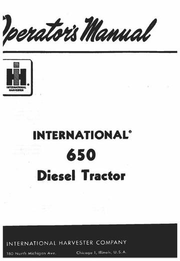 Operator’s Manual-Case IH Tractor 650 Diesel 1004490R3