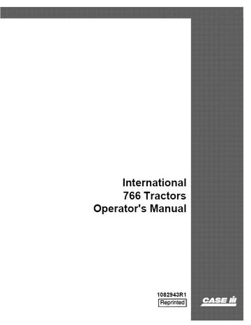 Operator’s Manual-Case IH Tractor International 766 1082943R1
