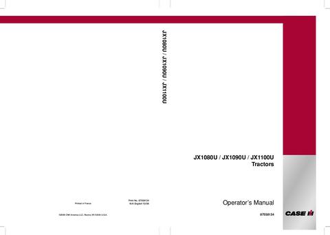Operator’s Manual-Case IH Tractor JX1080U JX1090U JX1100U 062006 Production & Later 87558134