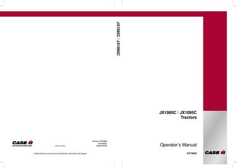 Operator’s Manual-Case IH Tractor JX1085C JX1095C 87576885
