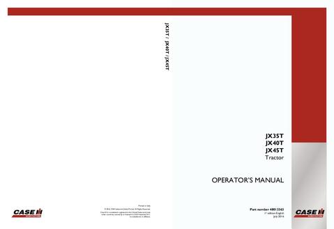 Operator’s Manual-Case IH Tractor JX35T 40T 45T 48013363