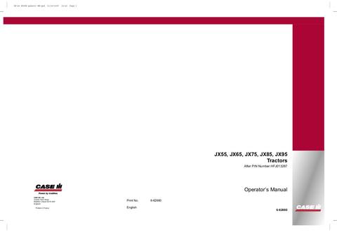 Operator’s Manual-Case IH Tractor JX55 JX65 JX75 JX85 JX95 6-62660