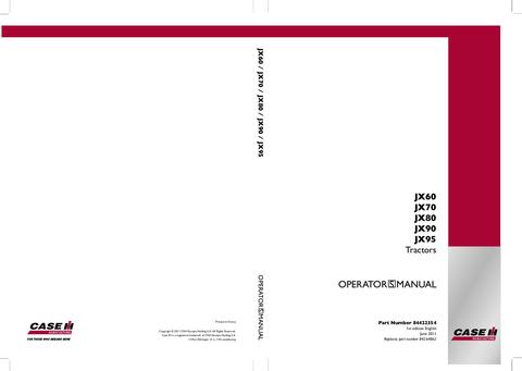 Operator’s Manual-Case IH Tractor JX60 70 80 90 95 84422354