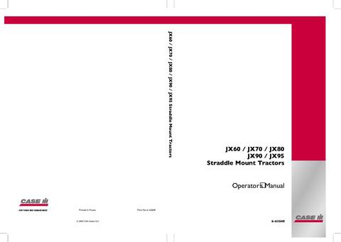 Operator’s Manual-Case IH Tractor JX 60 70 80 90 95 Straddle Mount 6-63640