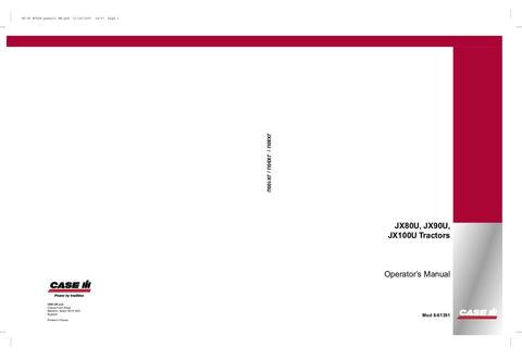 Operator’s Manual-Case IH Tractor JX80U JX90U JX100U 6-61391