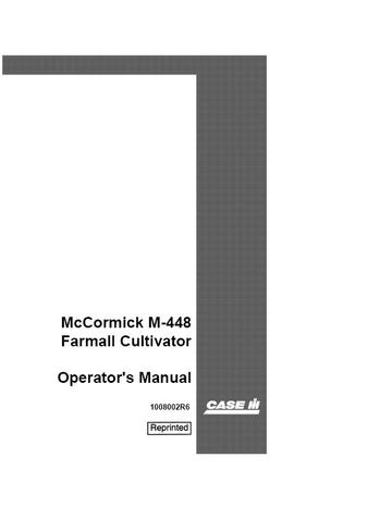 Operator’s Manual-Case IH Tractor M-448 McCormick Farmall 1008002R6