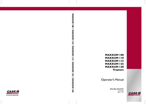 Operator’s Manual-Case IH Tractor MAXXUM 100,110,115,125,140 84147157