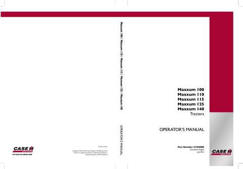 Operator’s Manual-Case IH Tractor MAXXUM 110,120,125,130,140 84273434