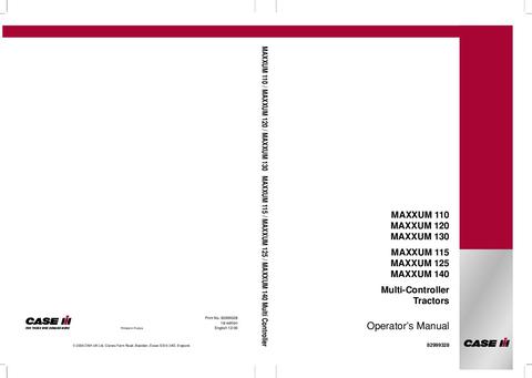 Operator’s Manual-Case IH Tractor MAXXUM 110,120,130,115,125,140 Multi-Controller 82999328