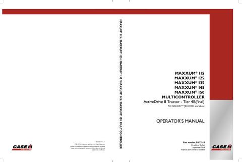 Operator’s Manual-Case IH Tractor MAXXUM 115,125,135,145,150 MULTICONTROLLER Tier 4B 51550653