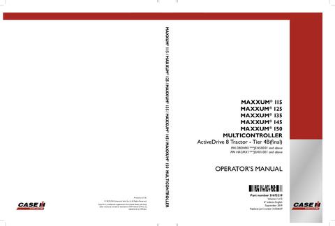 PDF Case IH MAXXUM 115,125,135,145,150 MULTICONTROLLER Tier 4B Tractor Operator’s Manual 51550659