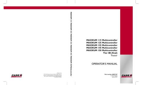 Operator’s Manual-Case IH Tractor MAXXUM 115,125,135,145,150 Multicontroller Tier 4B 48057347