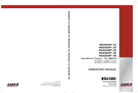 Operator’s Manual-Case IH Tractor MAXXUM 115,125,135,145,150 Tier 4B 51550407