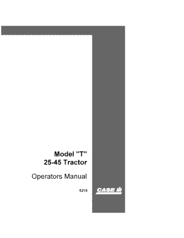 Operator’s Manual-Case IH Tractor MODEL t – 25-45 5219