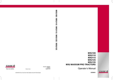 Operator’s Manual-Case IH Tractor MXU 100 110 115 125 135 MXU MAXXUM PRO 82999091