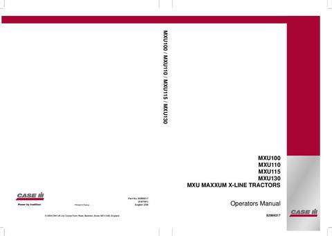 Operator’s Manual-Case IH Tractor MXU100 MXU110 MXU115 MXU125 MXU135 Limited 82999248