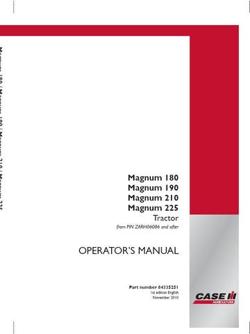 Operator’s Manual-Case IH Tractor Magnum 180 Magnum 190 Magnum 210 Magnum 225 Tractor-CVT Transmission 84335251