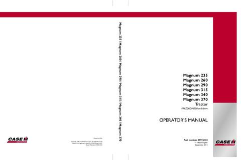 Operator’s Manual-Case IH Tractor Magnum 235, 260, 290, 315, 340, 370 47596118