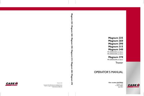 Operator’s Manual-Case IH Tractor Magnum 235,260,290,315,340,370 84479966