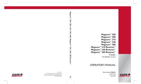 Operator’s Manual-Case IH Tractor Magnum 250,280,310,340,380 Magnum 310,340,380 Rowtrac 47886295