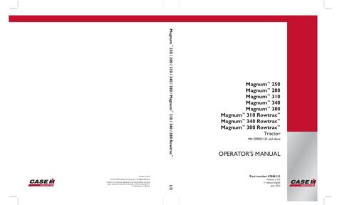 Operator’s Manual-Case IH Tractor Magnum 250,280,310,340,380 Magnum 310,340,380 Rowtrac 47886315