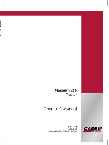 Operator’s Manual-Case IH Tractor Magnum 255 Op Manual for Emerging Markets 84244782