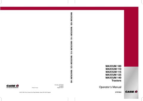 Operator’s Manual-Case IH Tractor Maxxum 100,110,115,125,140 87672064