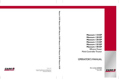 Operator’s Manual-Case IH Tractor Maxxum 110-115-120-125-130-140 EP Multicontroller, Tractors Tier 84484502