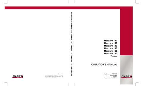 Operator’s Manual-Case IH Tractor Maxxum 110,120,130,115,125,140 47897129