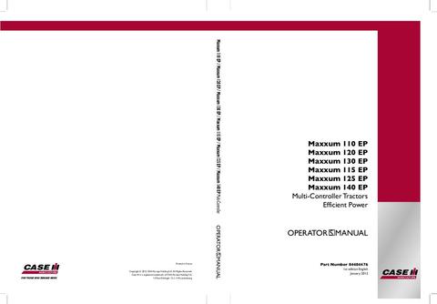 Operator’s Manual-Case IH Tractor Maxxum 110,120,130,115,125,140 EP 84484476