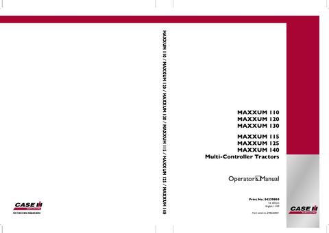 Operator’s Manual-Case IH Tractor Maxxum 110,120,130,115,125,140 Multi-Controller 84239800