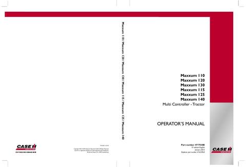 Operator’s Manual-Case IH Tractor Maxxum 110,120,130,115,125,140 Multi Controller 47775488