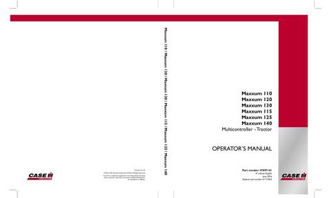 Operator’s Manual-Case IH Tractor Maxxum 110,120,130,115,125,140 Multicontroller 47897161