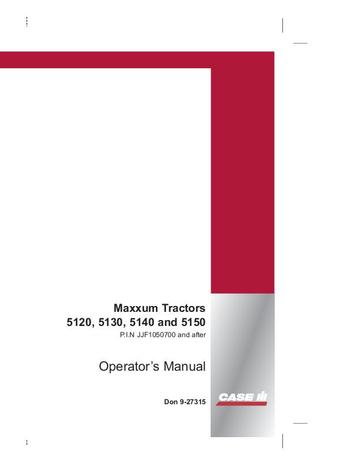 Operator’s Manual-Case IH Tractor Maxxum 5120, 5130, 5140 and 5150 9-27315