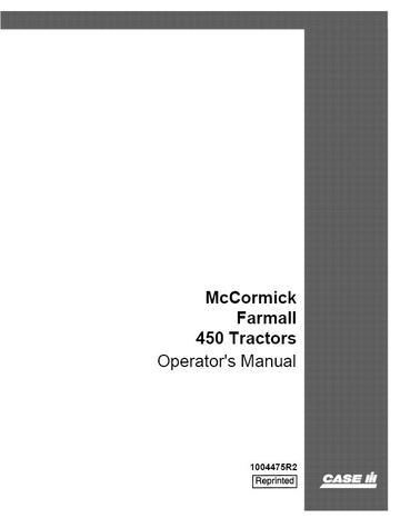 Operator’s Manual-Case IH Tractor McCormick Farmall 450 1004475R2