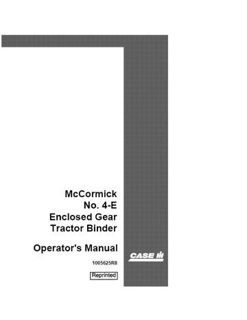 Operator’s Manual-Case IH Tractor McCormick Model 4E Enclosed Gear 1005625R8
