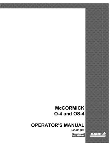 Operator’s Manual-Case IH Tractor McCormick O-4 and OS-4 1004228R1