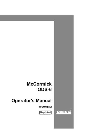 Operator’s Manual-Case IH Tractor McCormick ODS-6 1004075R2