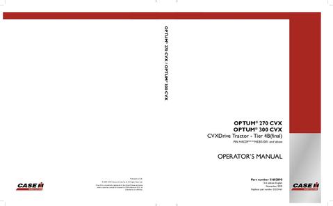 Operator’s Manual-Case IH Tractor OPTUM 270,300 CVX Tier 4B 51533461