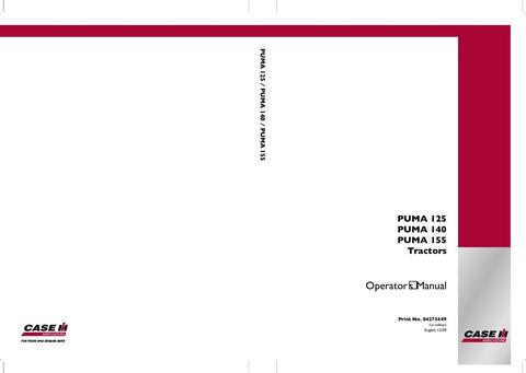 Operator’s Manual-Case IH Tractor PUMA 125,140,155 84273449