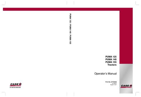 Operator’s Manual-Case IH Tractor PUMA 125,140,155 87704358
