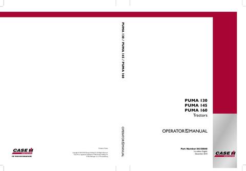 Operator’s Manual-Case IH Tractor PUMA 130 145 160 84350848