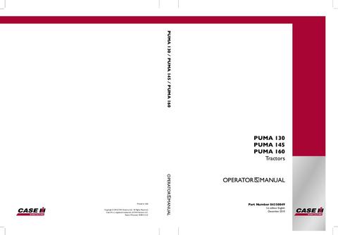 Operator’s Manual-Case IH Tractor PUMA 130 145 160 Tier 4 Tractors Agricultural ENGLISH NAO 84350849