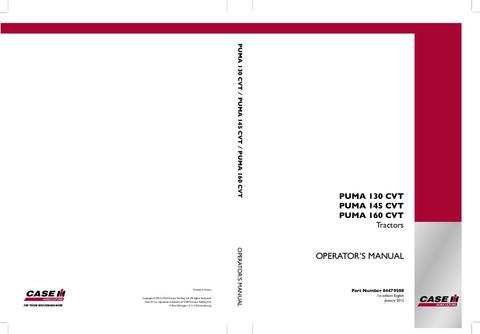 Operator’s Manual-Case IH Tractor PUMA 130 CVT 145 CVT 160 CVT 84479508
