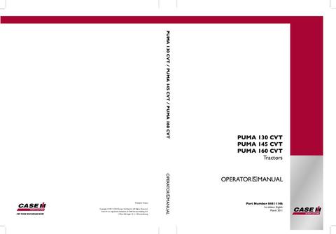 Operator’s Manual-Case IH Tractor PUMA 130,145,160 CVT 84411146