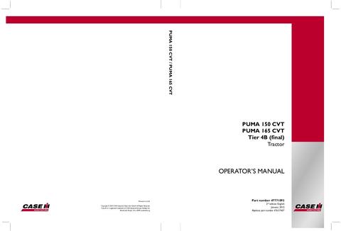 Operator’s Manual-Case IH Tractor PUMA 150 CVT,165 CVT Tier 4B 47771093